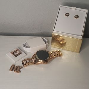 Michael kors rose gold smart watch/earrings/charge